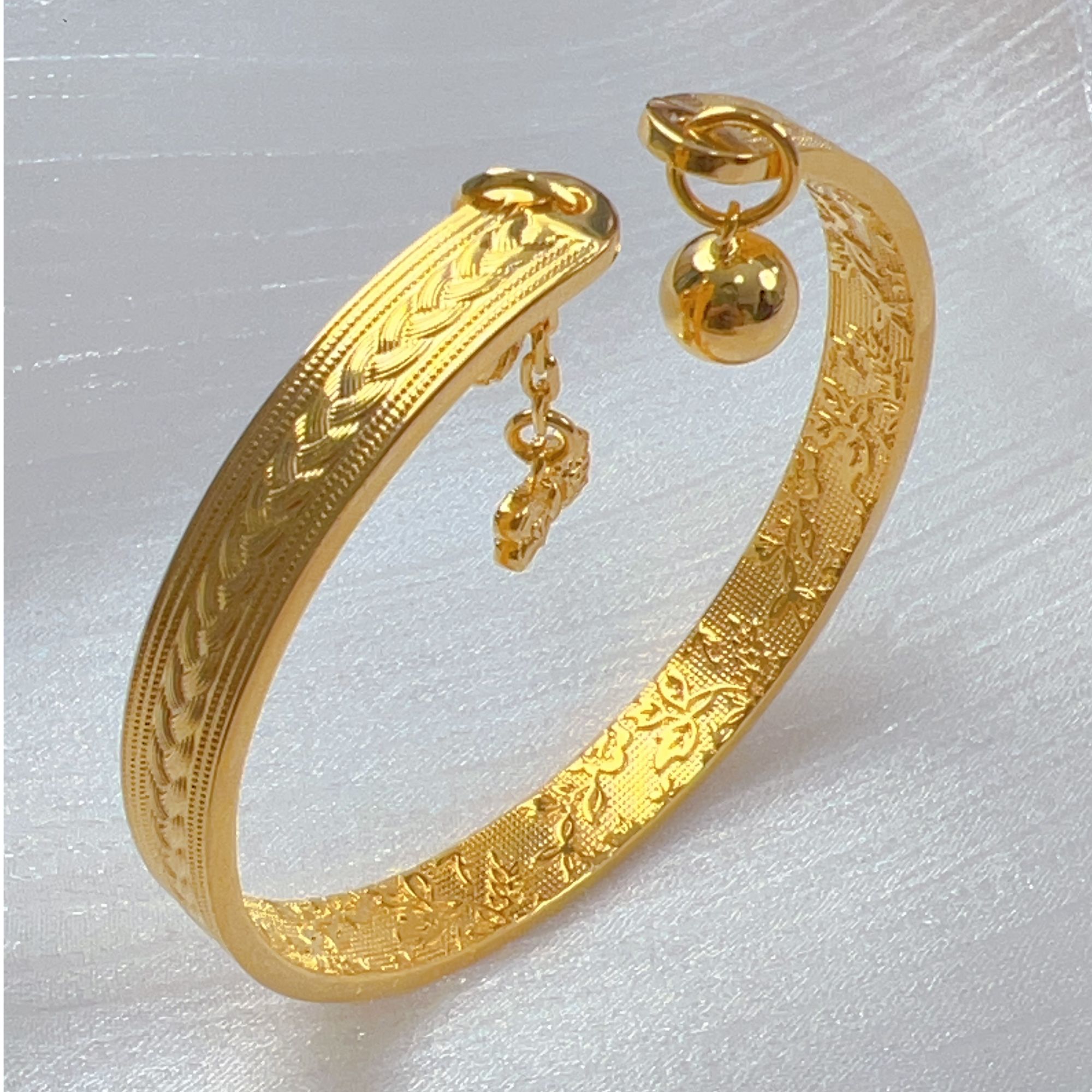 足银手镯 足银开口麻花福袋吊手镯