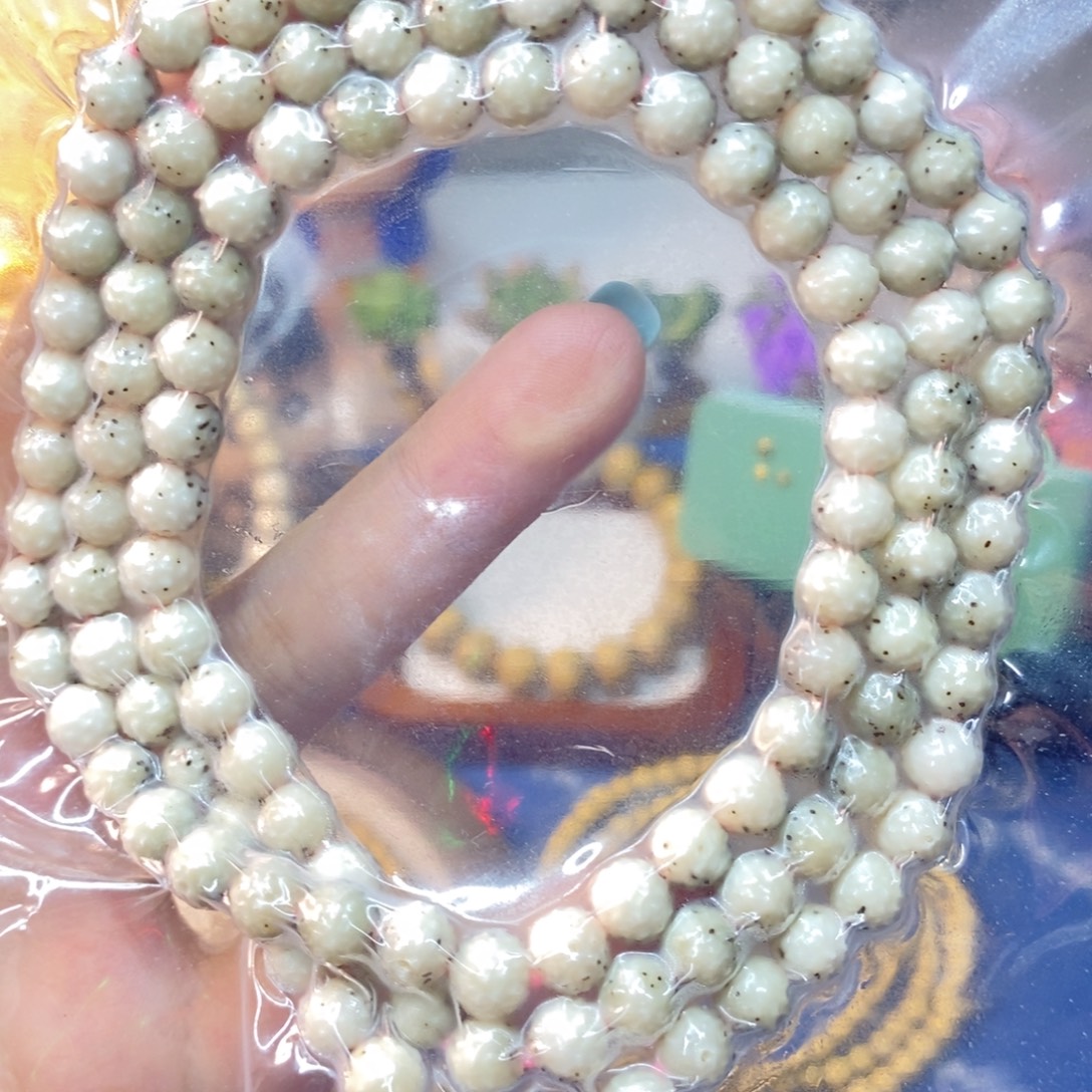 手串星月菩提石玉润透荔枝冻108