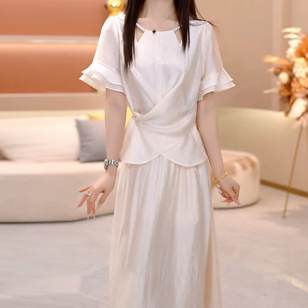 上衣+半身裙两件套2025夏季新款套装裙时尚优雅减龄洋气女士套装