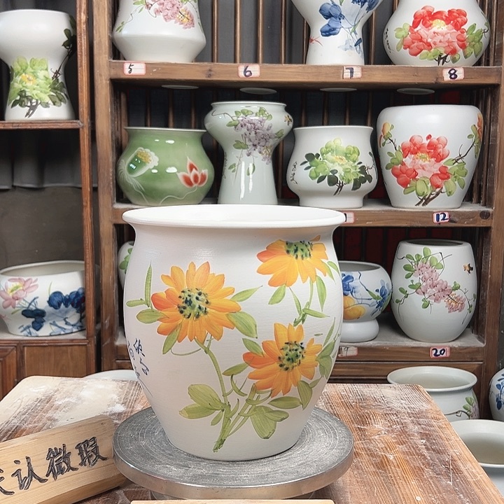 摆件圆口向日葵 新款陶瓷大