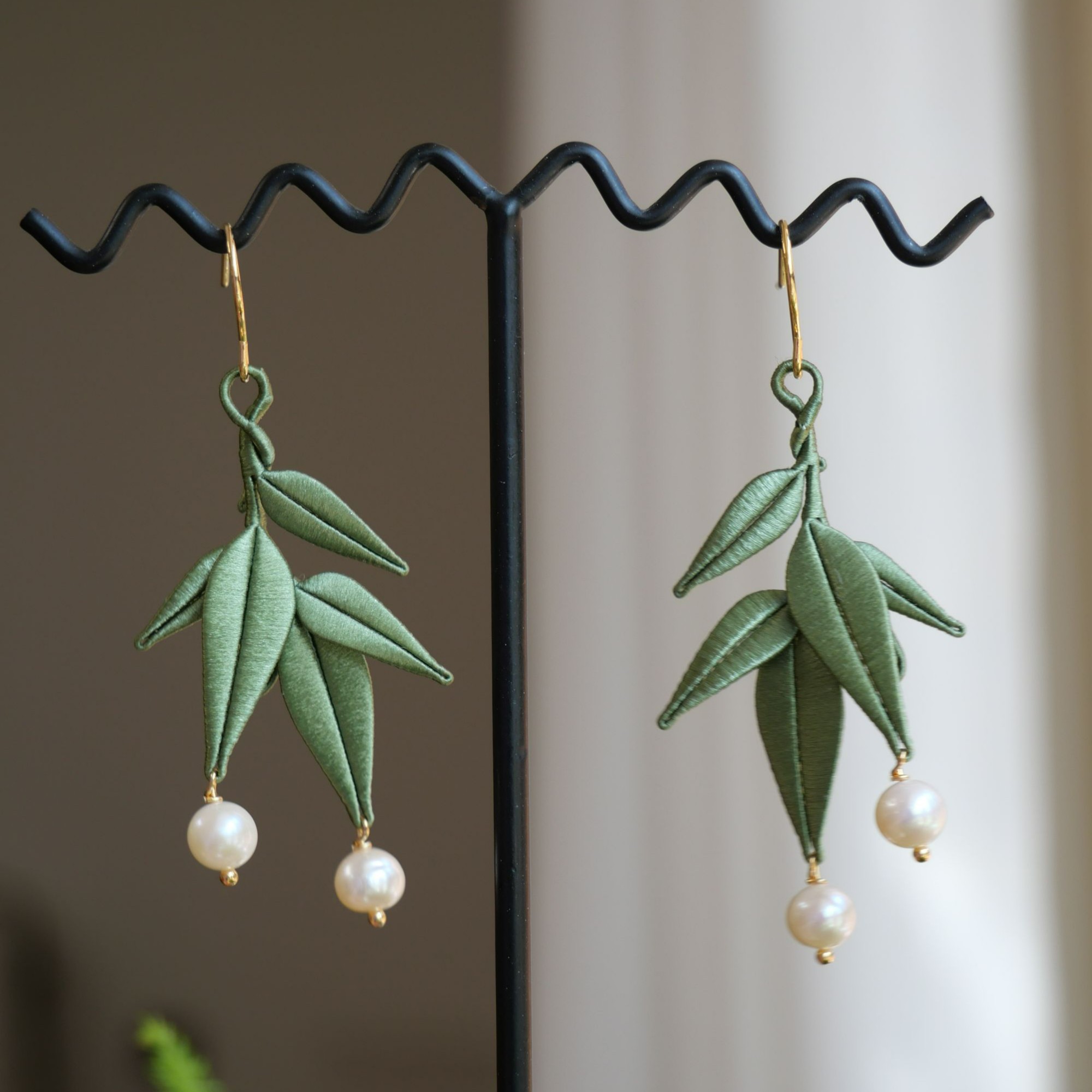 非遗手工技艺【缠花·竹报平安   耳环】国潮国风新中式配饰