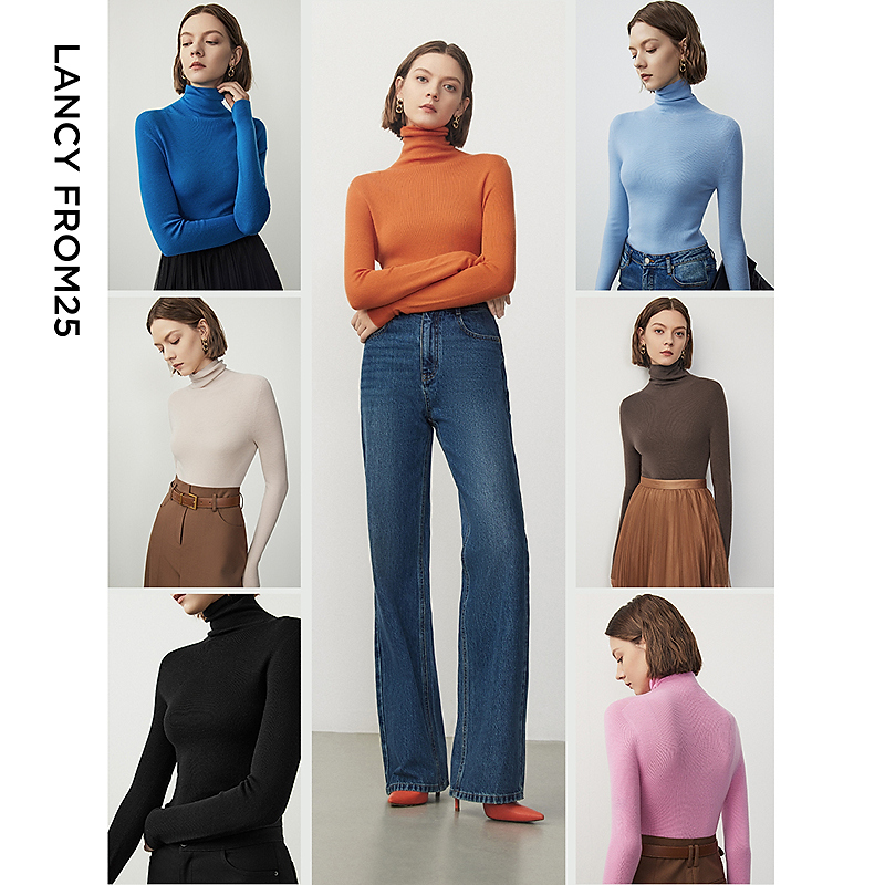 【朗姿羊毛Basic衣橱】法式毛针织衫设计感新款冬气质长袖上衣女