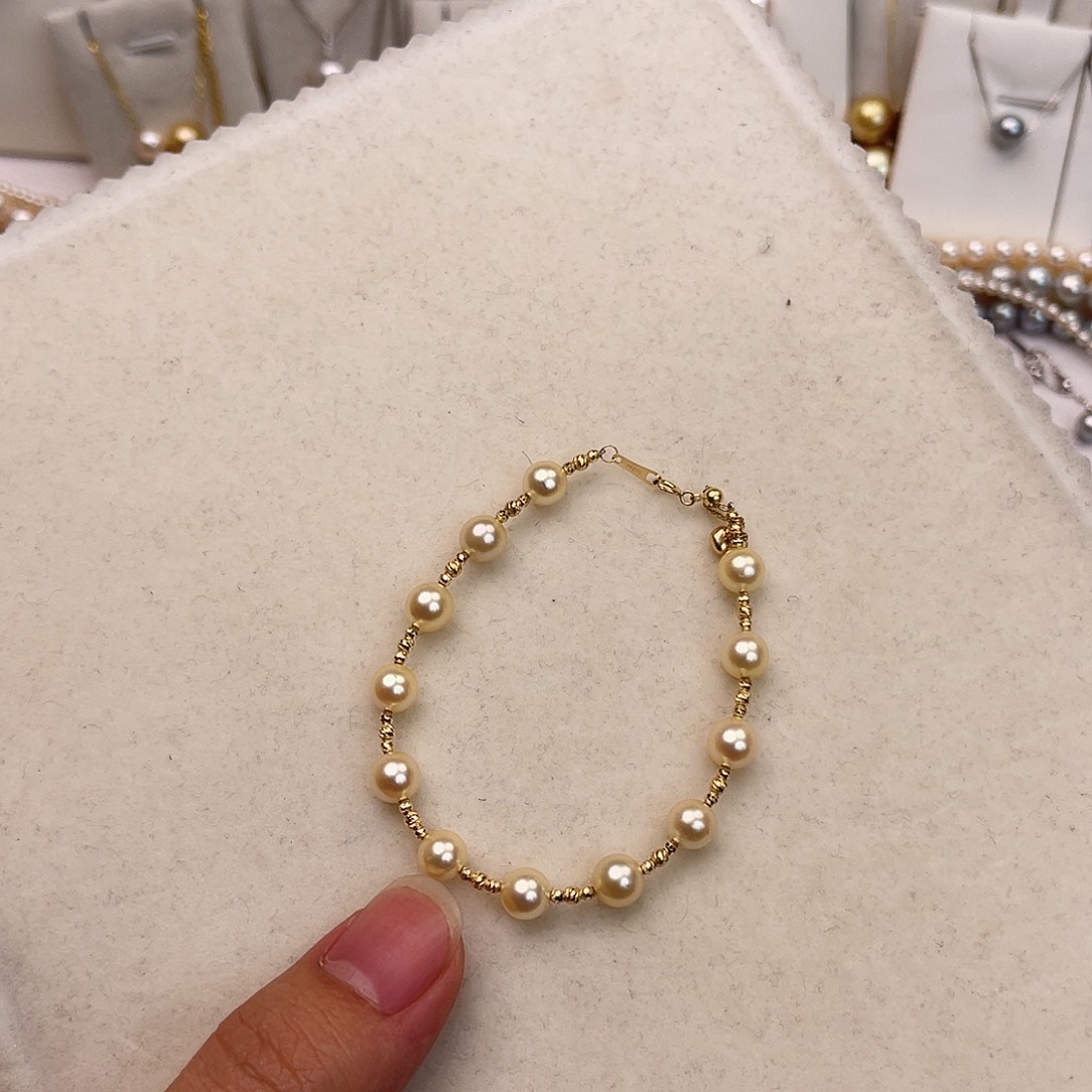 18K金镶嵌海水珍珠手绳