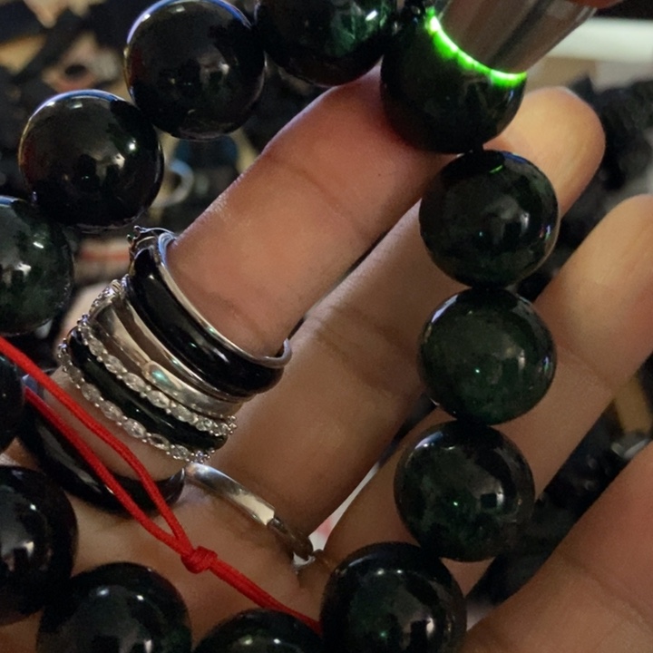 翡翠未镶嵌手链墨翠大漏16