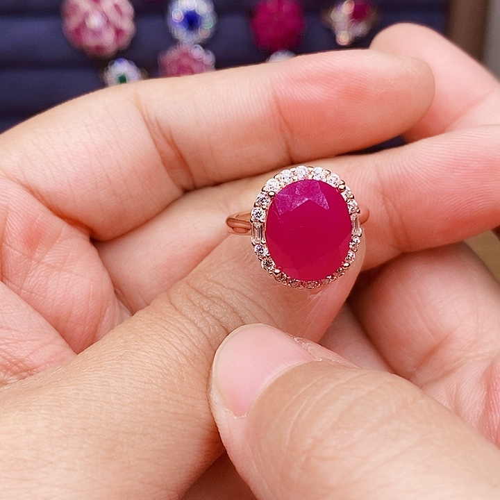 叫***王银S925镶嵌戒指红宝石