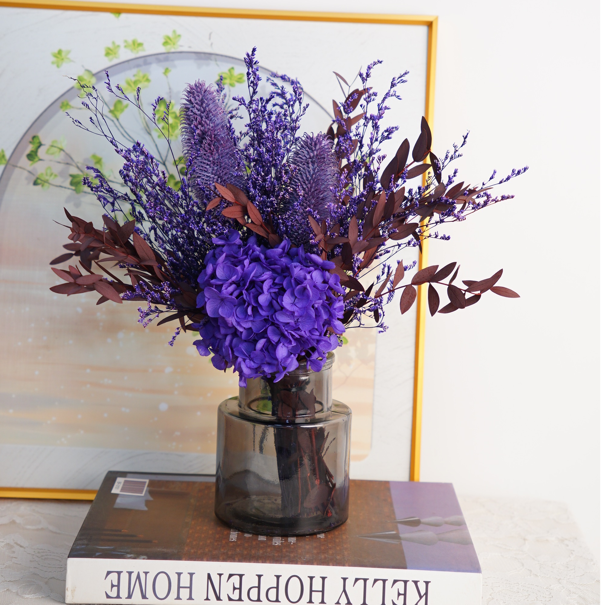 [紫运]情人节浪漫定制永恒的爱系列永生花茶几桌面摆件