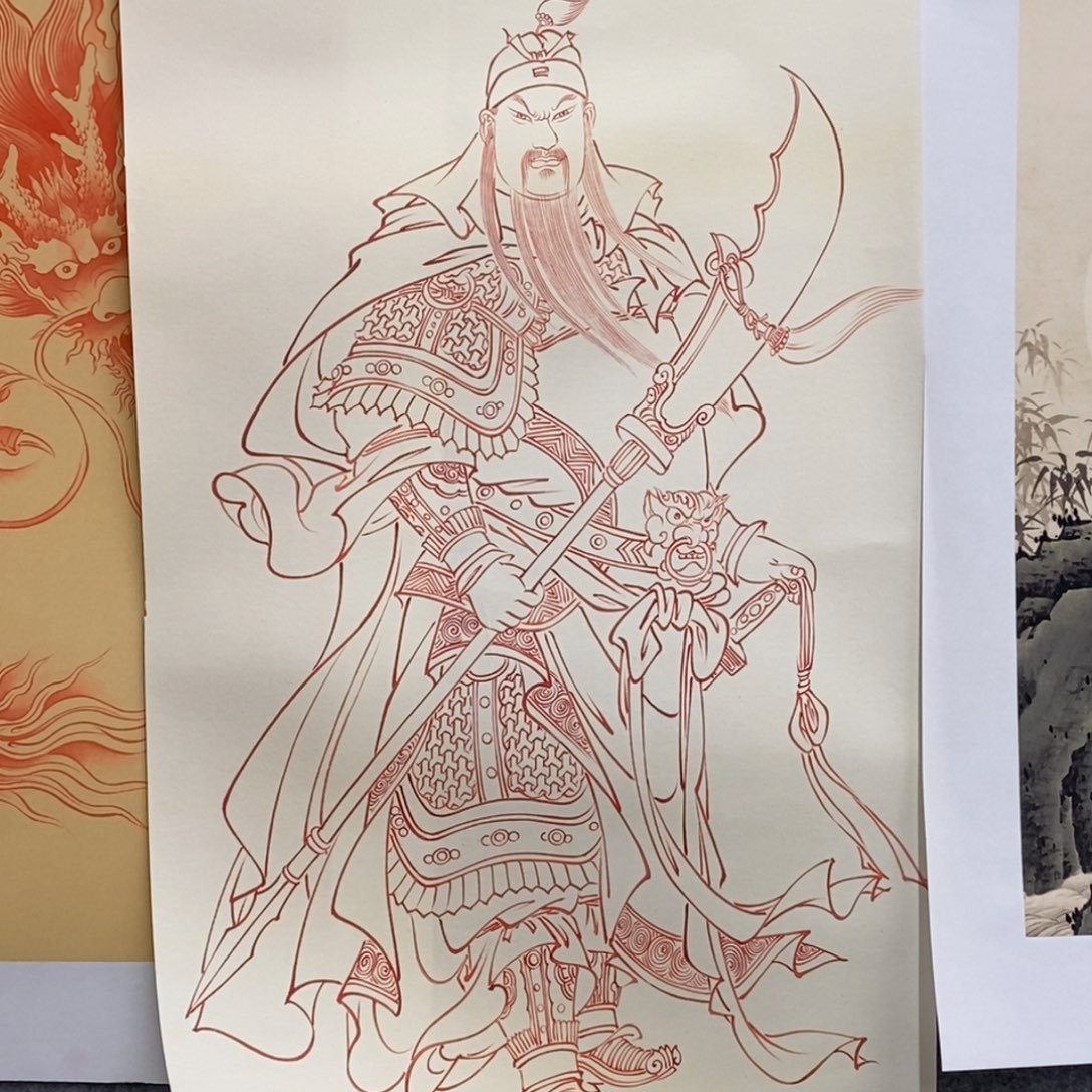 版画关二爷手绘作品欣赏