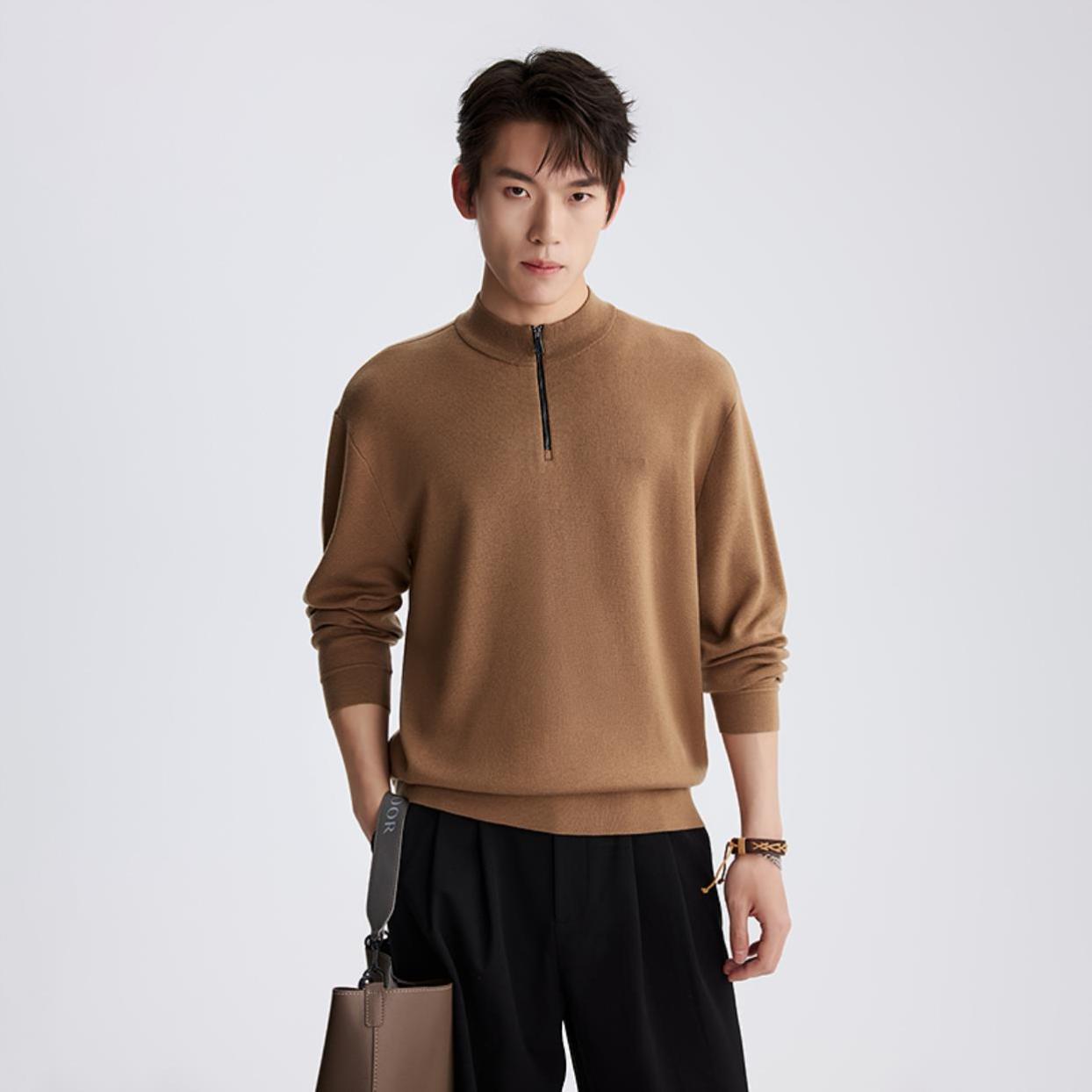 Lilanz/利郎【半拉链羊绒衫】百搭休闲纯色时尚通勤商旅保暖羊毛衫