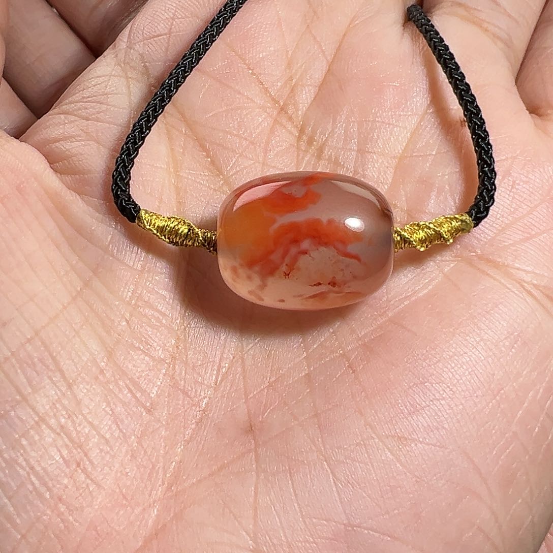 南红玛瑙珠宝奇石未镶嵌飘花枣珠14m m