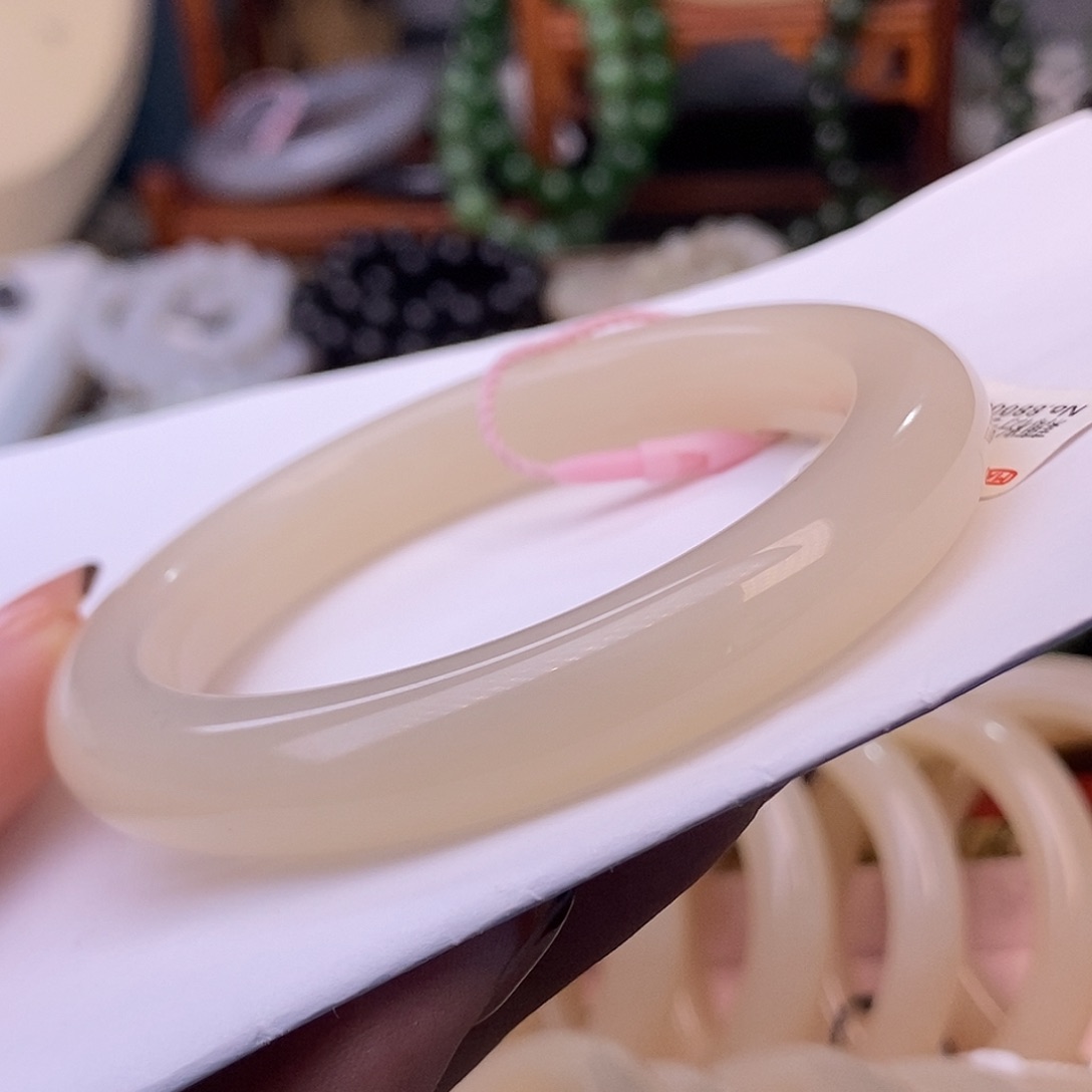 和田玉毕业级老矿料浓红粉手镯57.5未镶嵌