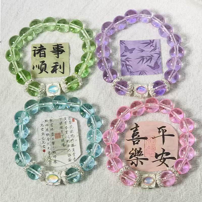 合金琉璃手链 新款方块琉璃手串（四色可选）