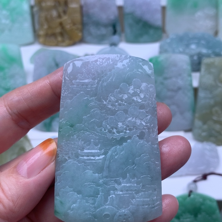 定制翡翠未镶嵌挂件山水挂件