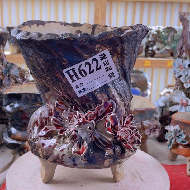 紫砂花盆景德镇陶瓷622