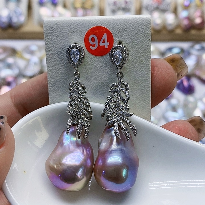 银S925镶嵌耳饰淡水珍珠