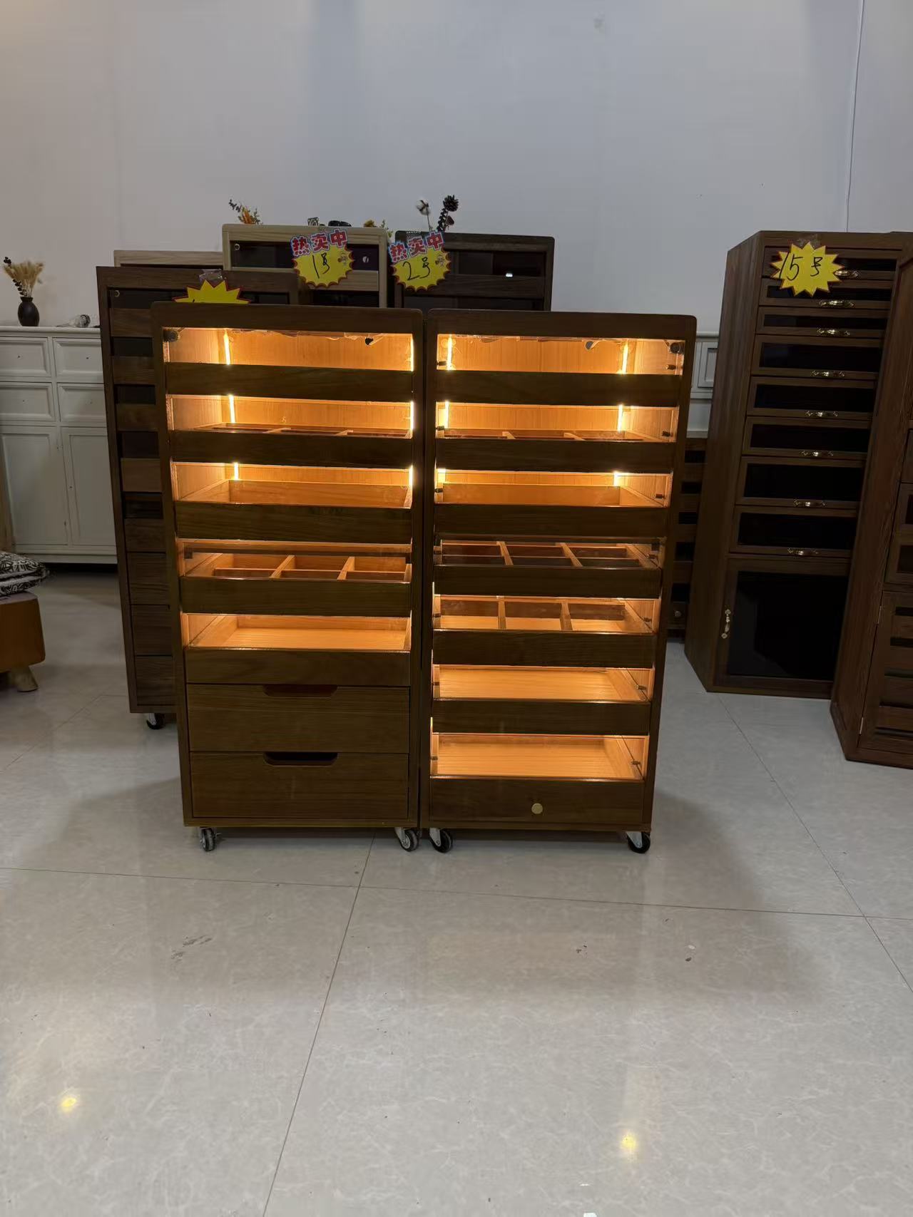茶具收纳储物柜斗柜文玩首饰柜子边角柜茶室柜展示柜新中式实木柜