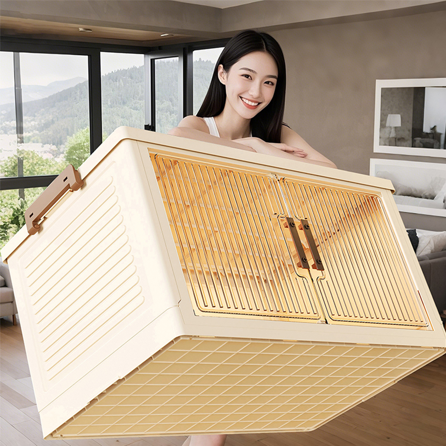 衣服收纳箱大容量超大双开门式储物柜折叠零食玩具柜子多层置物架