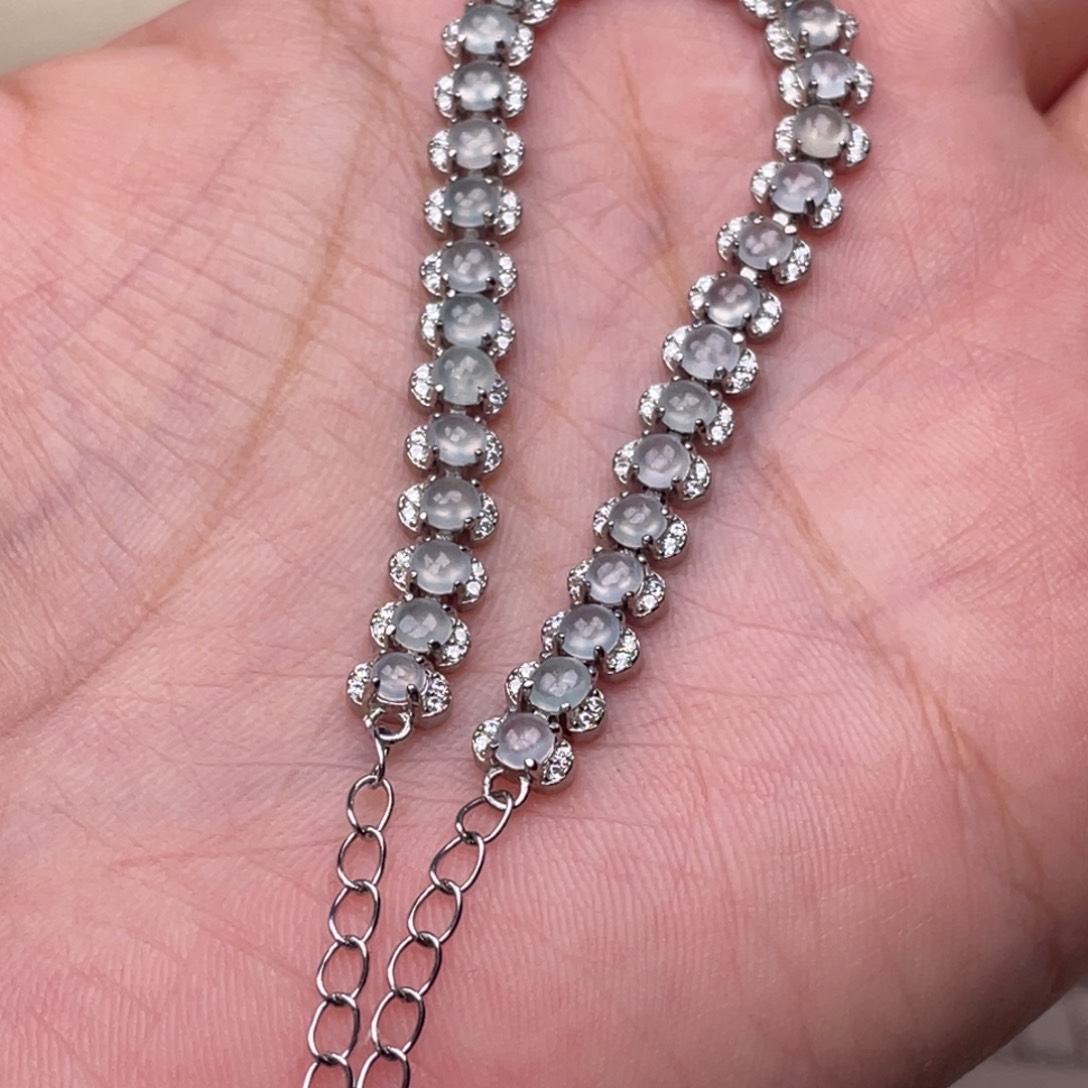 棉***糖翡翠银S925镶嵌手链手腳