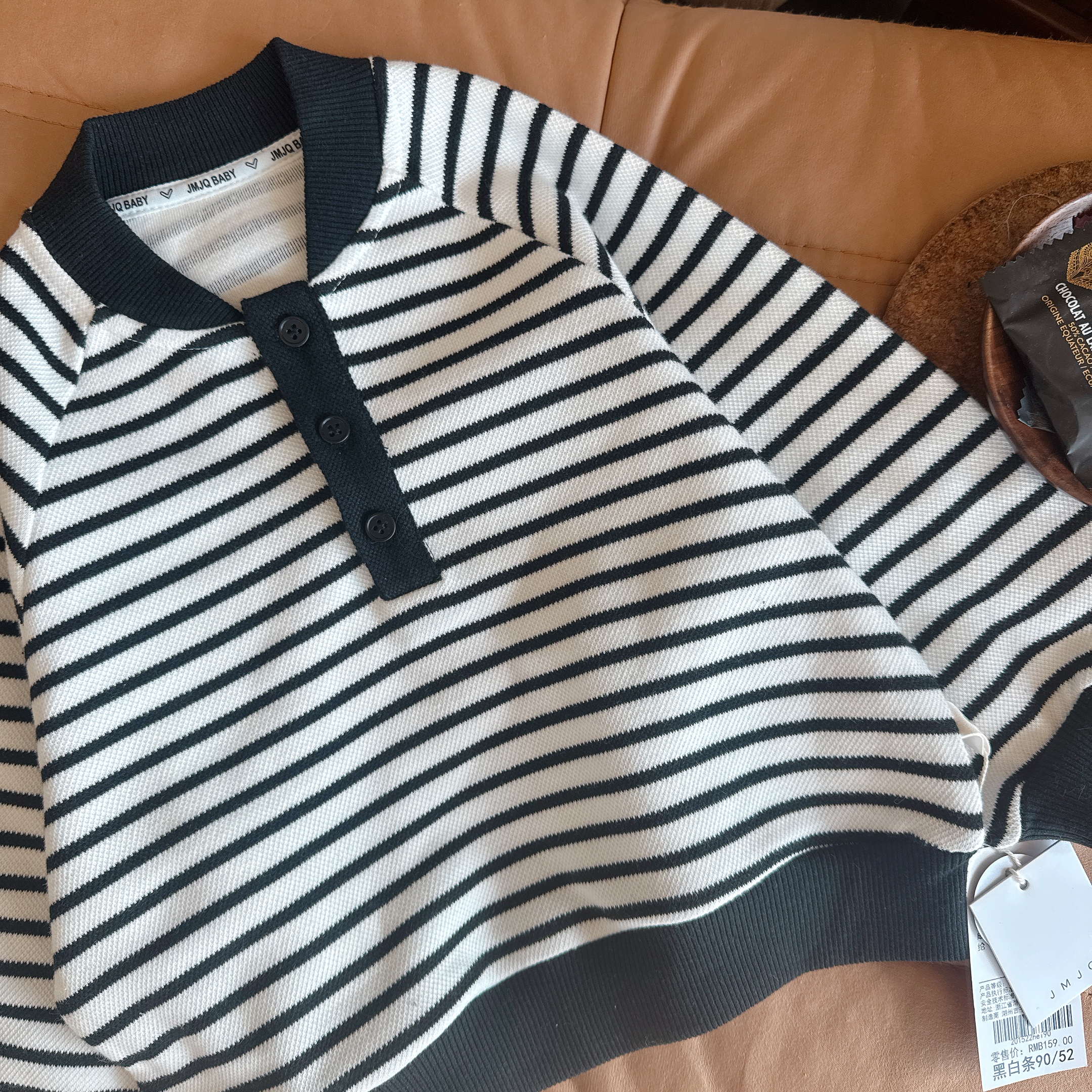 【JMJQ 201522】浅秋薄款韩版中小童珠地条纹立领POLO长袖上衣