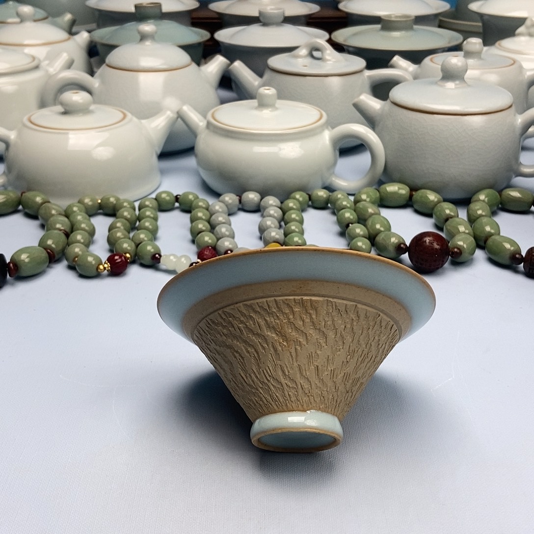 杯重工跳刀天青斗笠杯原矿原釉原产地