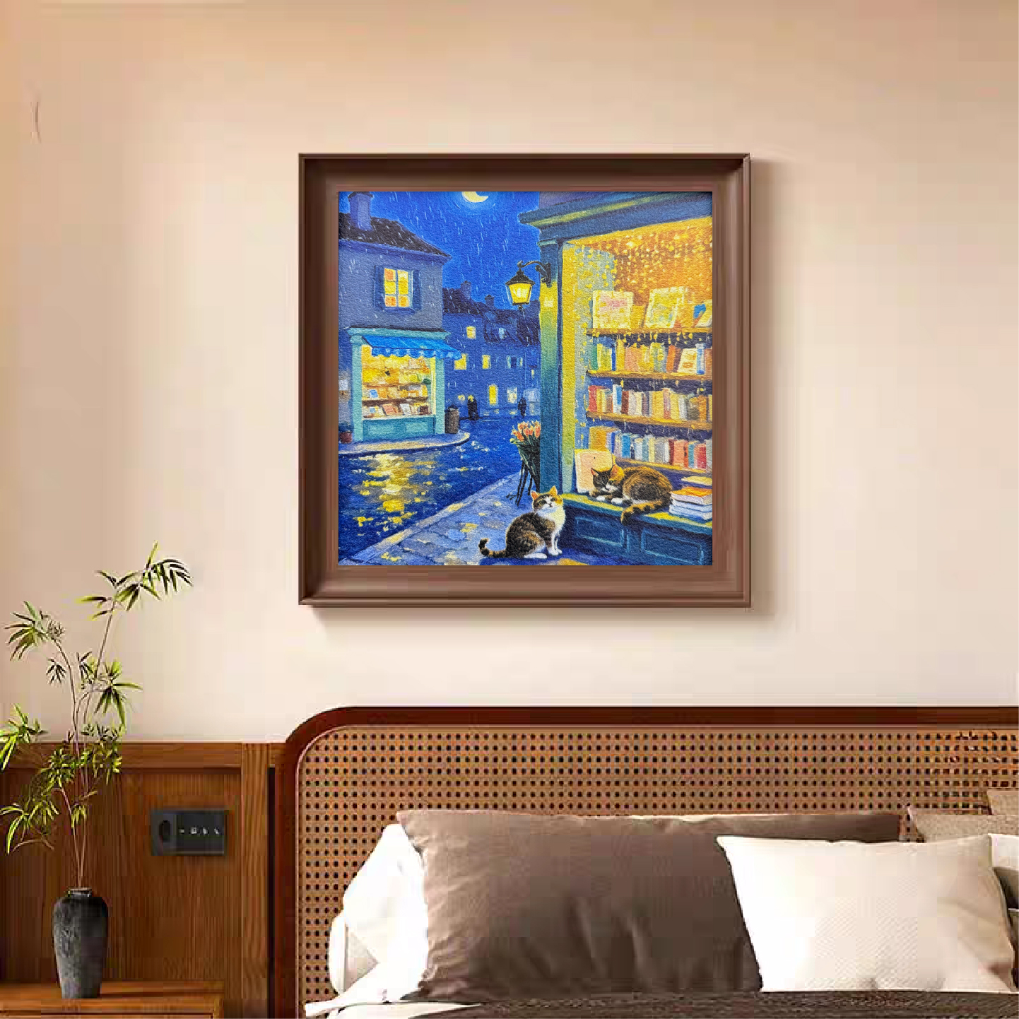 FL81绝美梵高的星空油画专用复古配套相框装饰摆件