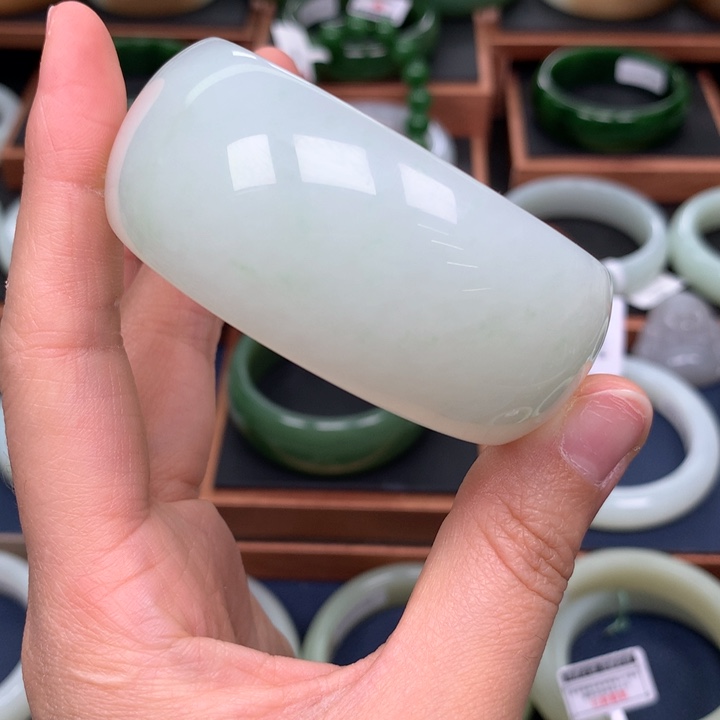 和田玉手镯5455圈口未镶嵌