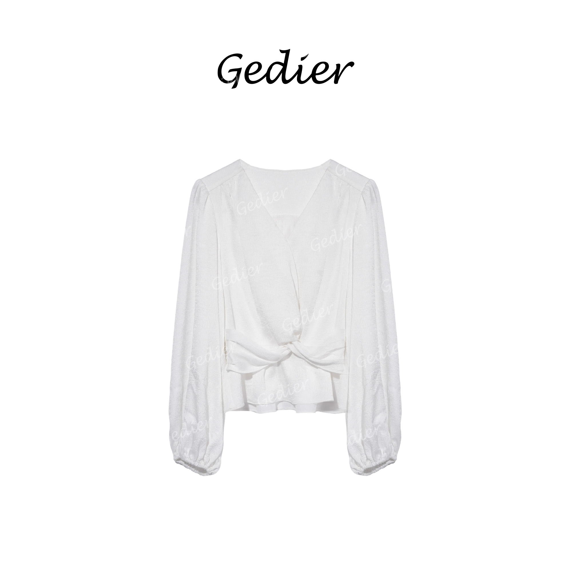 【歌蒂尔】V领长袖衬衫女2025设计感财阀千金法式 CG520070Y