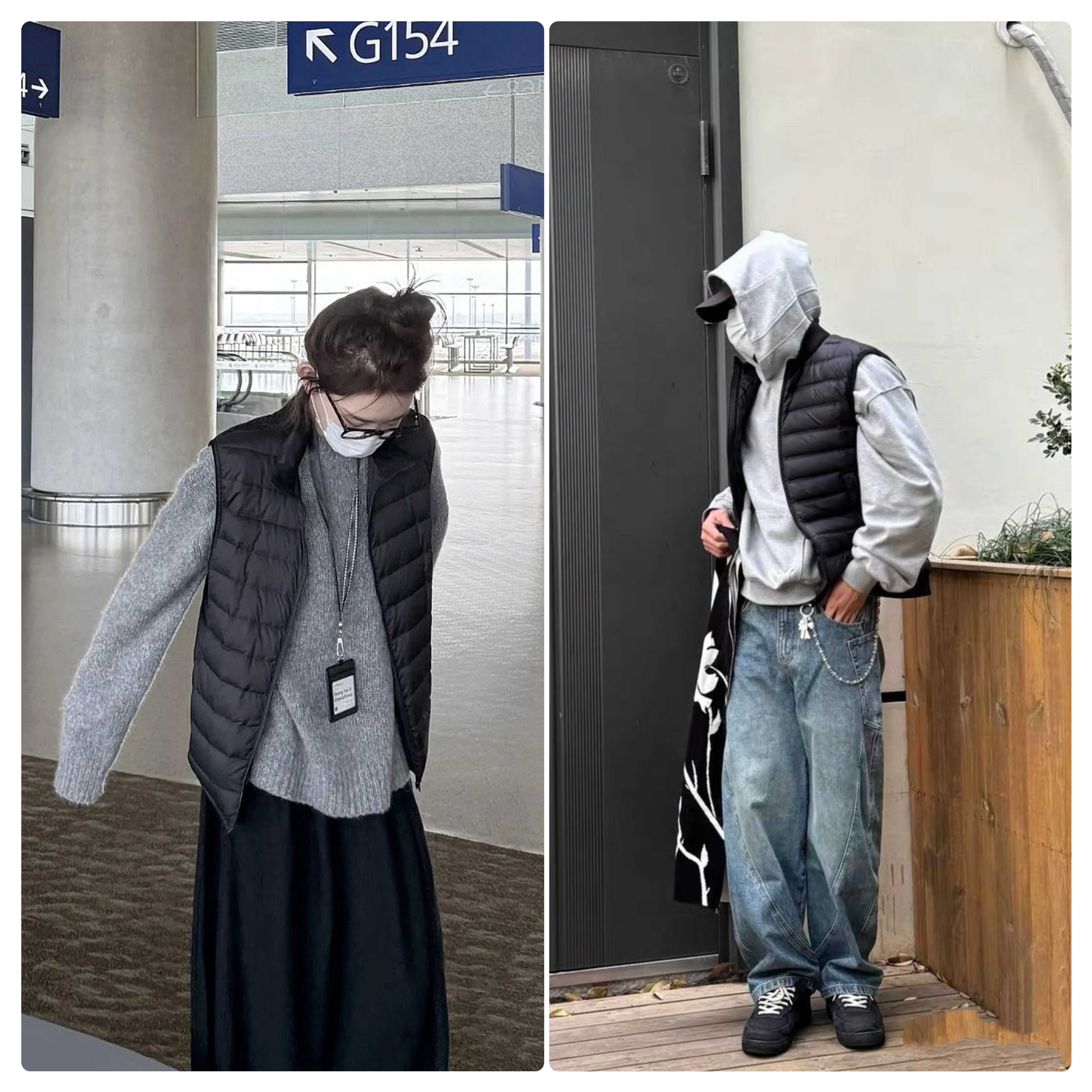 秋冬男女同款韩系百搭排骨马甲棉服外套 