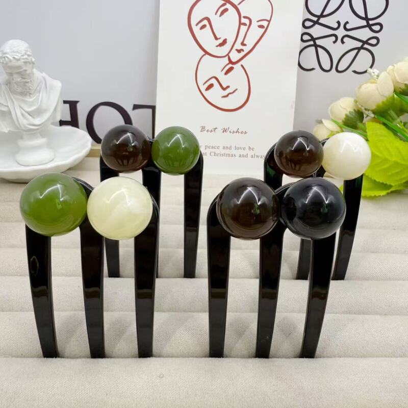 诗泊雅 短齿爆款珠珠三齿发簪