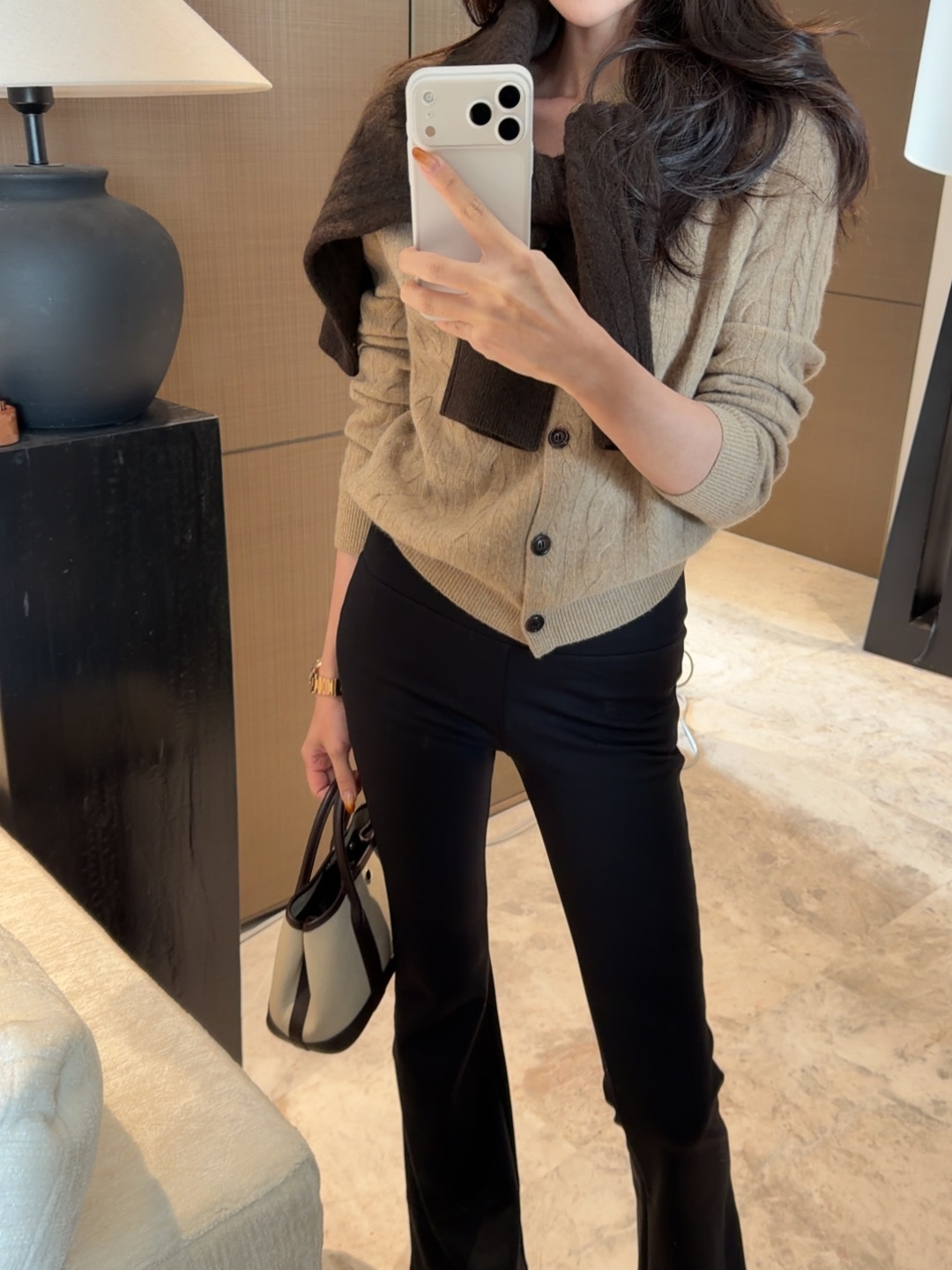 【牦牛绒绞花针织毛衣开衫】SY6404