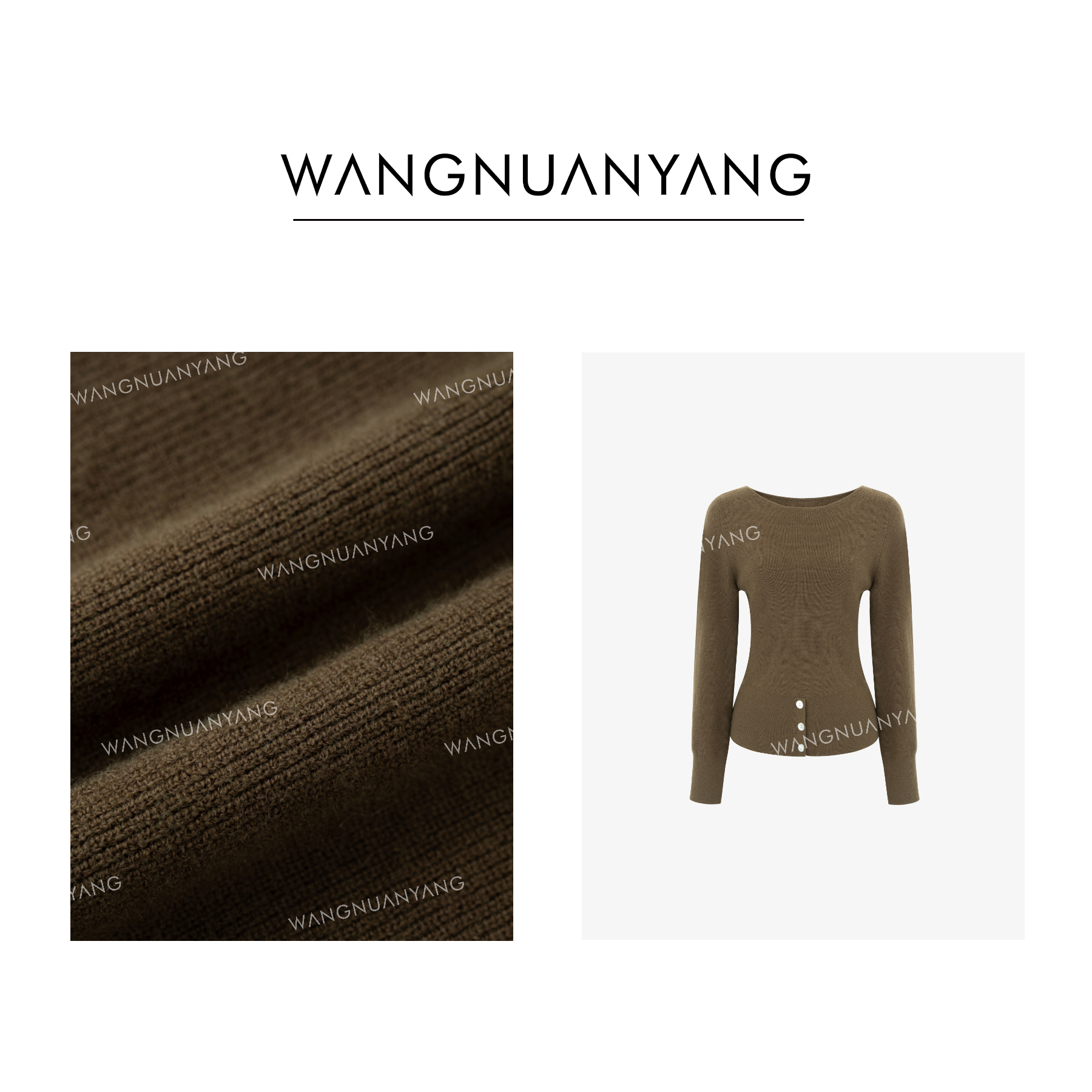 【王暖阳】云暖衫|秋冬一字领扣子开叉下摆收腰套头针织衫