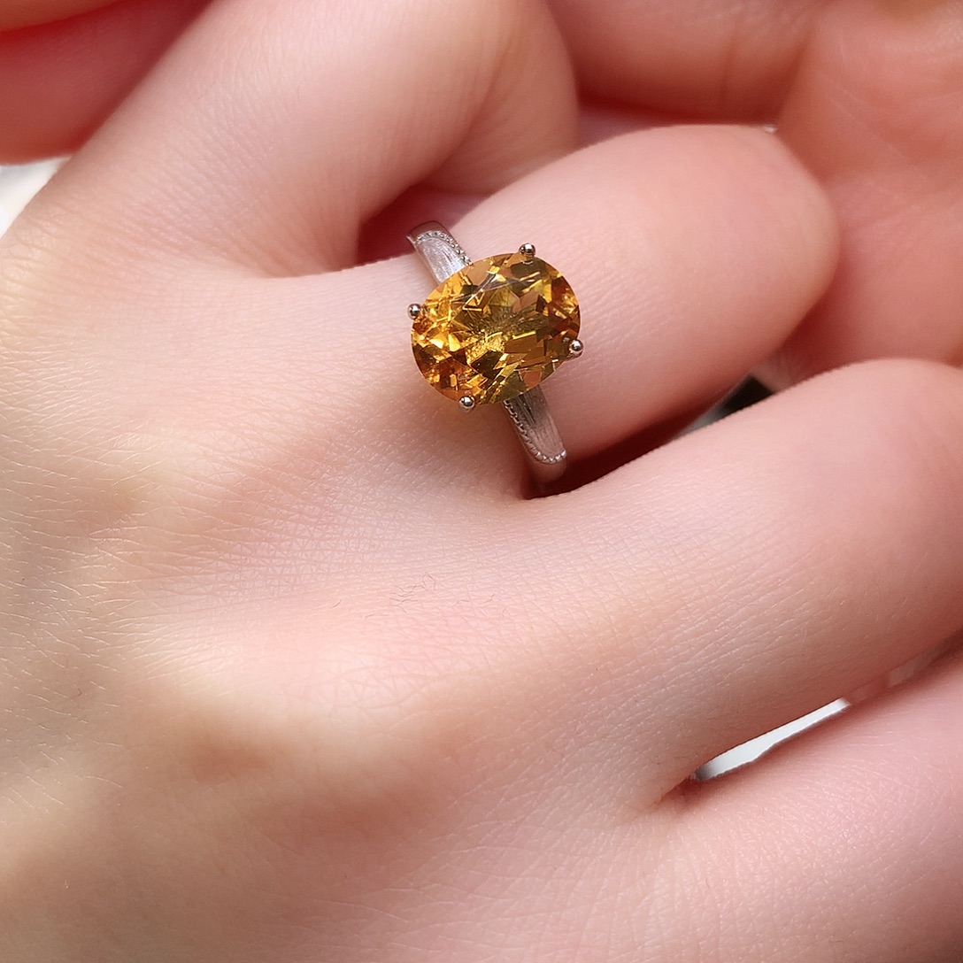 戒指银S925镶嵌黄晶28-1