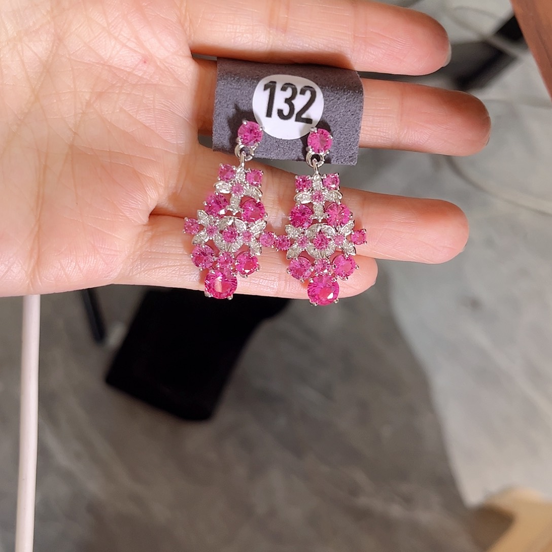 耳饰蓝宝石银S925镶嵌