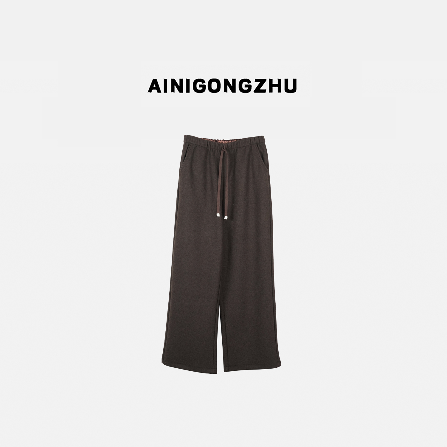 AINIGONGZHU/艾妮公主女装秋冬宽松运动卫裤休闲羊毛阔腿裤K2520