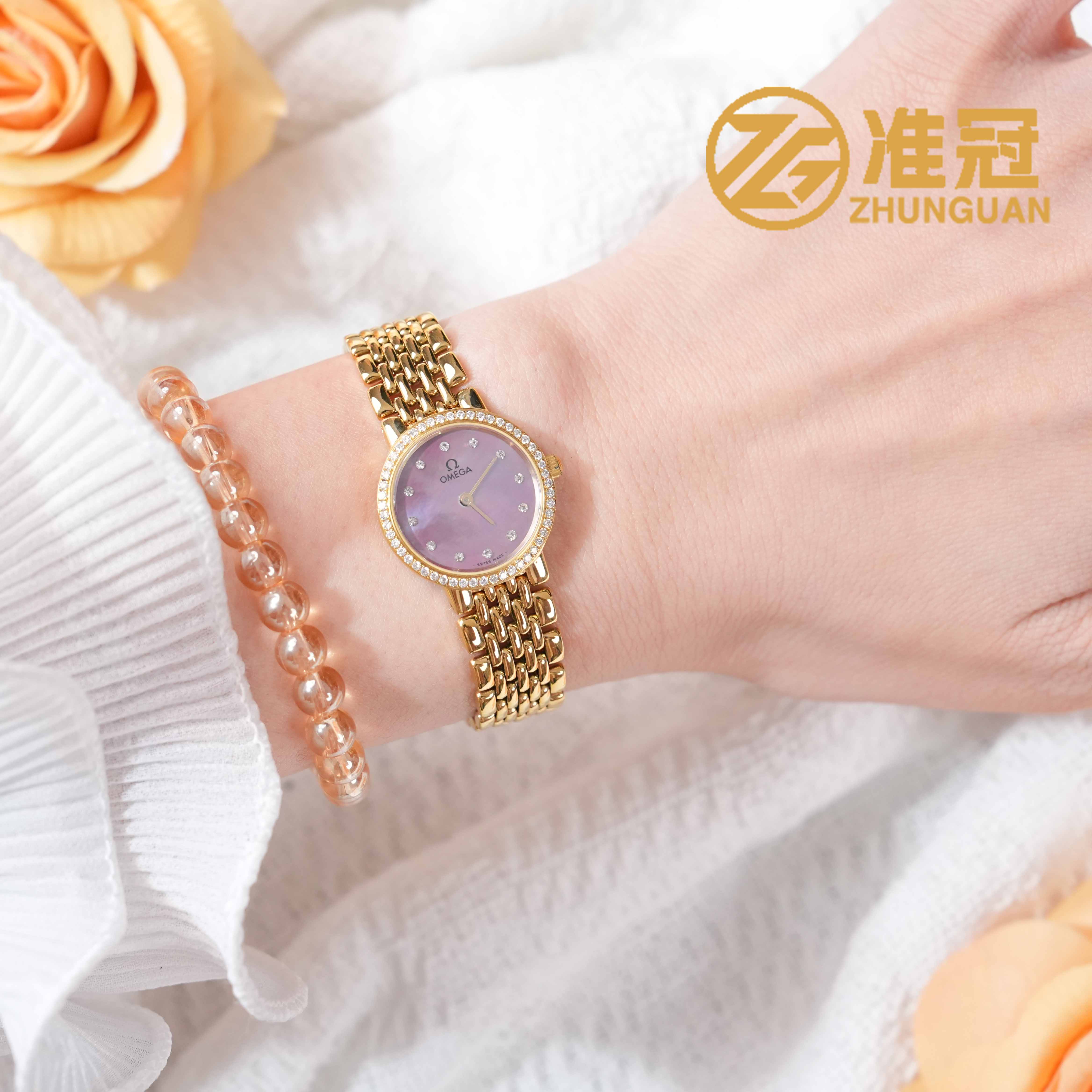 95新 Omega/欧米茄 22mm石英后钻JM5865蝶飞系列瑞士名表