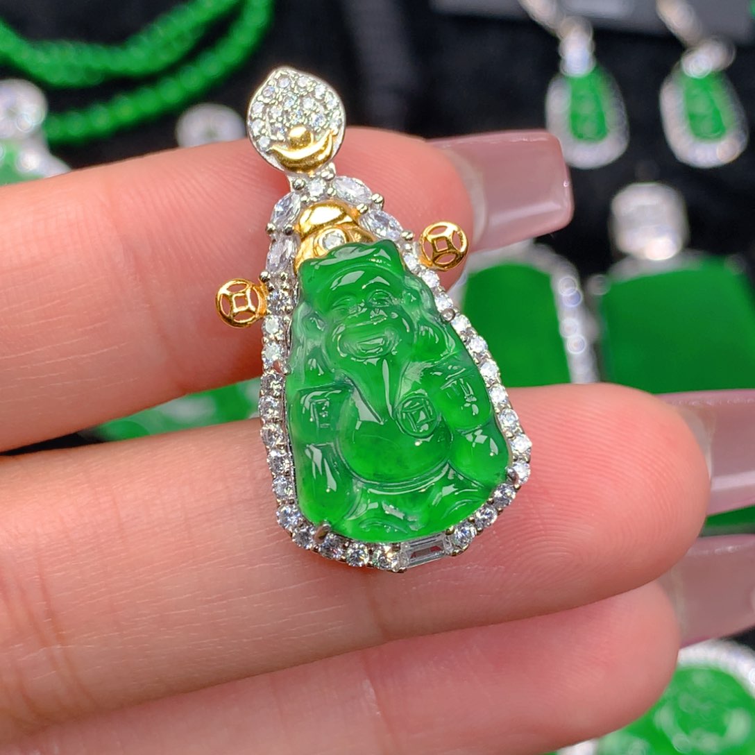 翡翠吊坠(不含链)银S925镶嵌