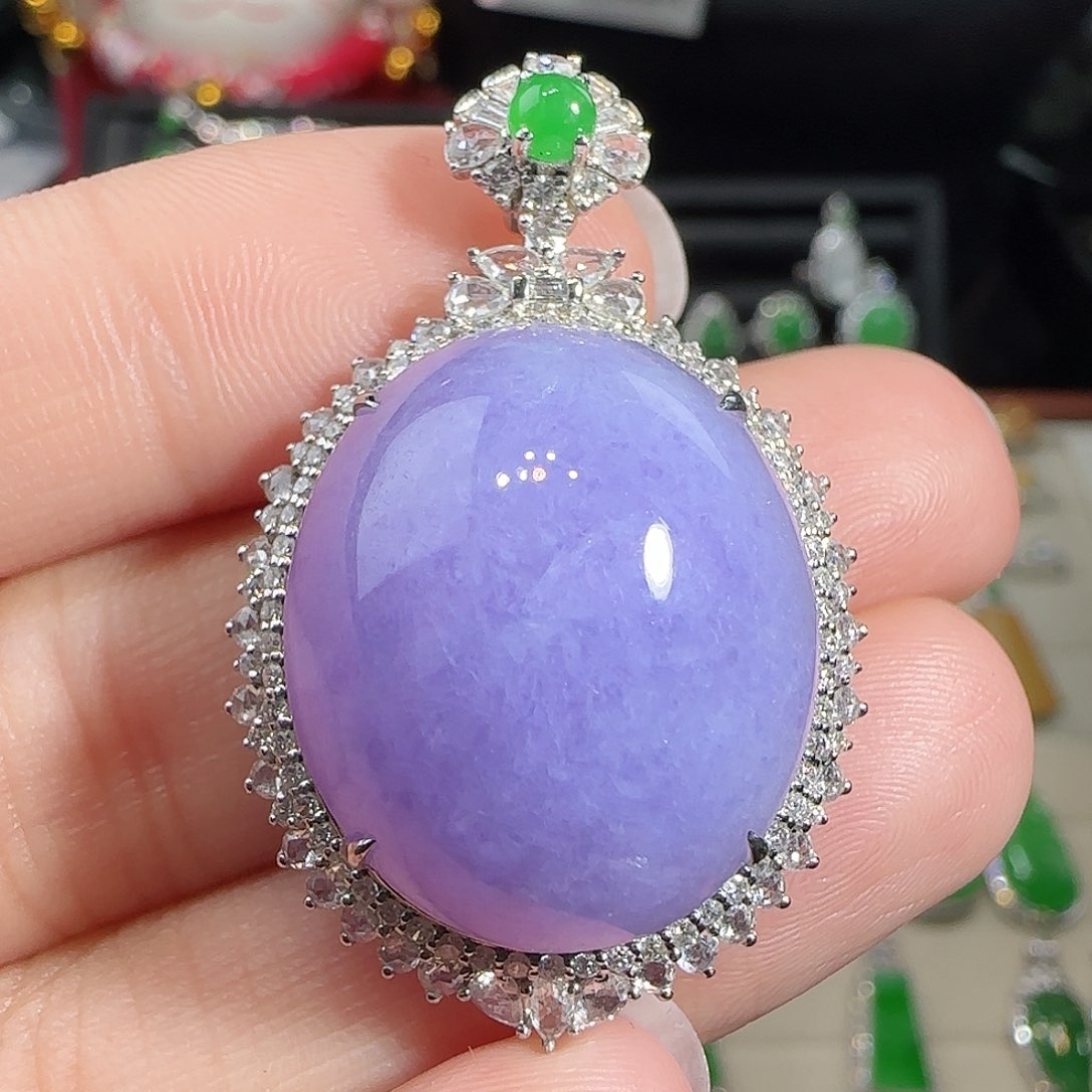 翡翠吊坠(不含链)18K金镶嵌