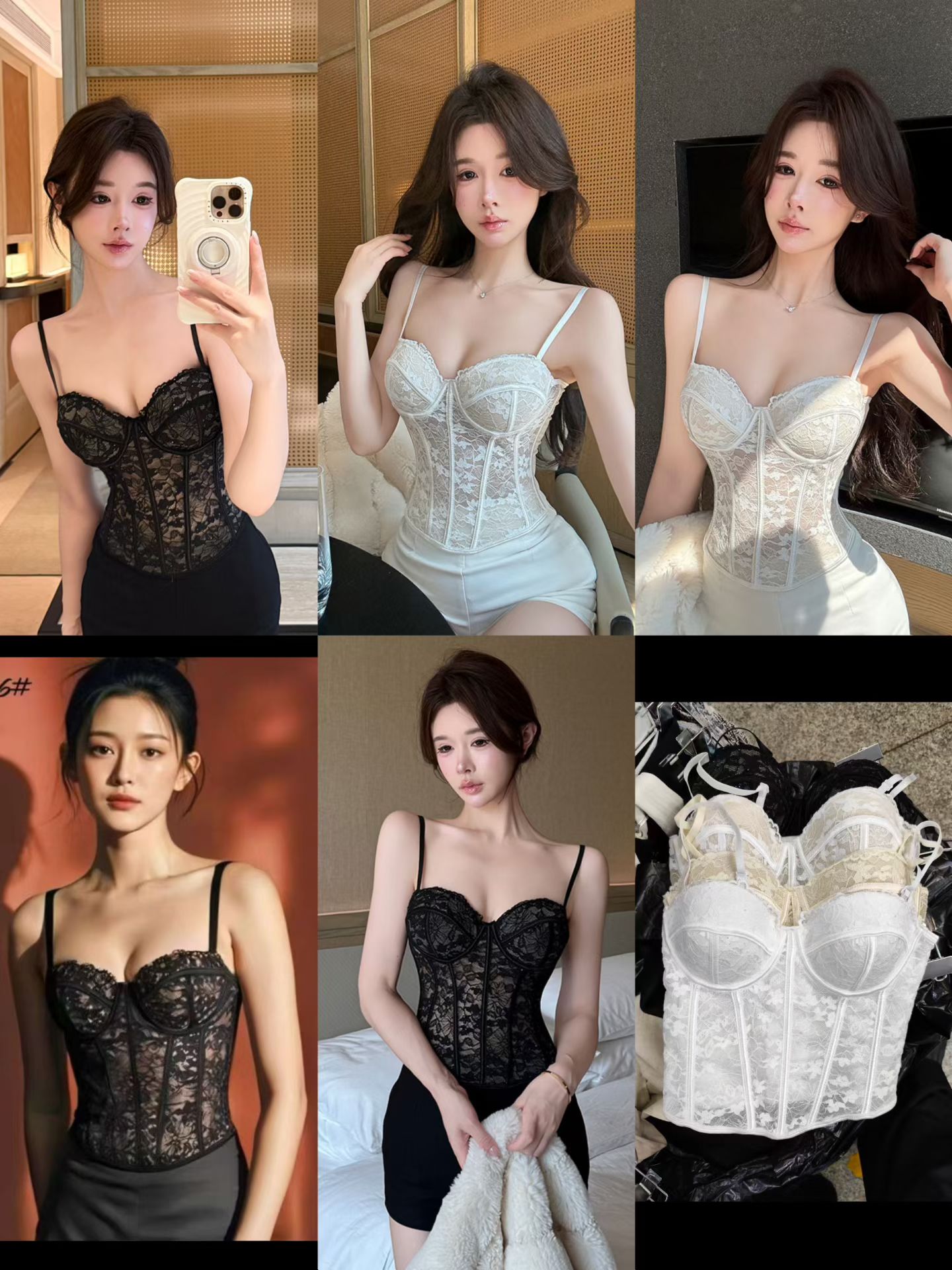 甜辣纯欲风蕾鱼骨吊带背心女夏季收腰短款别致百搭上衣外穿