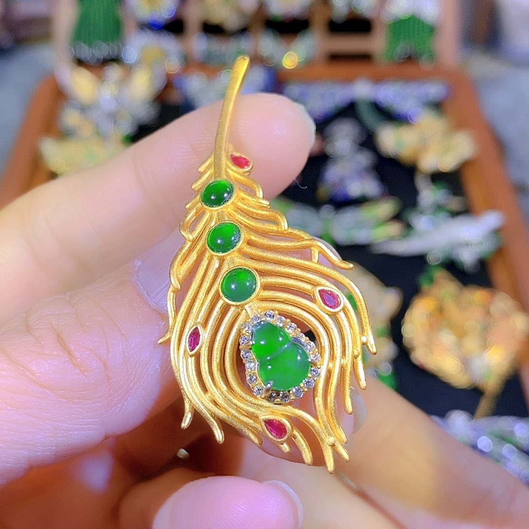 吊坠(不含链)银S925镶嵌翡翠