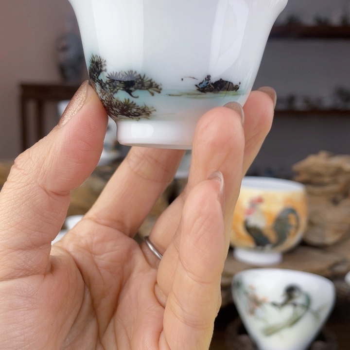 杯主人杯手绘釉下彩