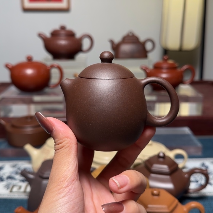 紫砂茶壶无证书清仓款紫泥小品龙蛋 120cc