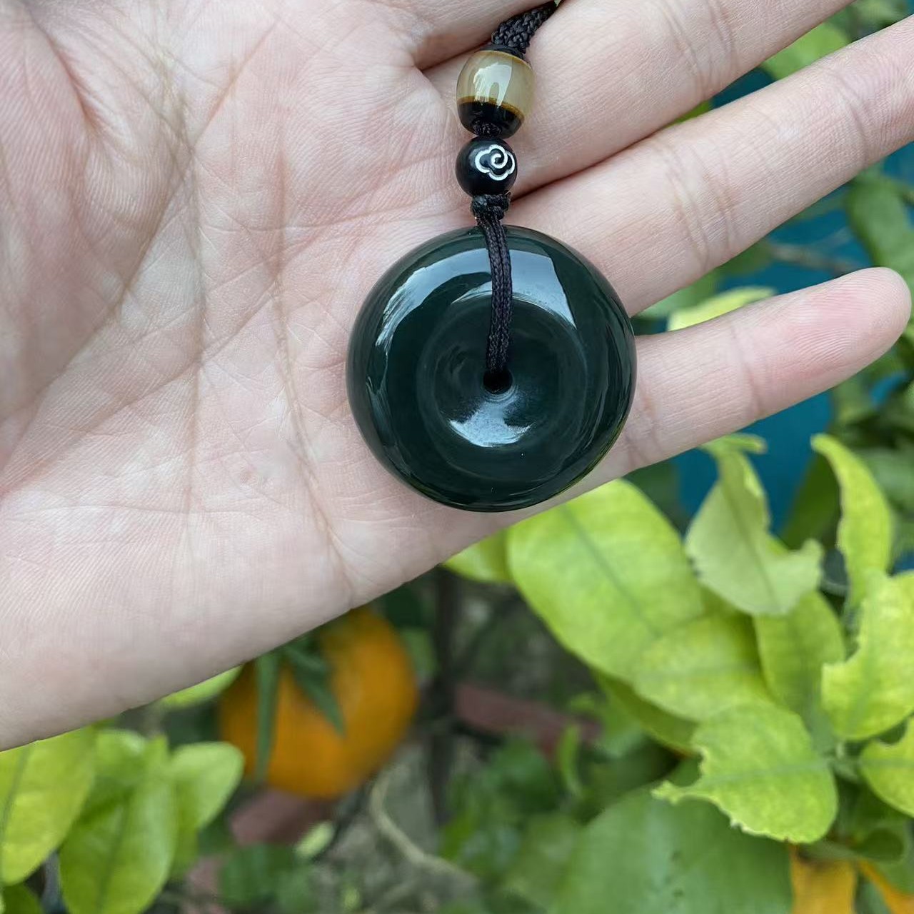 天然和田玉青玉平安扣  一生平平安安 圆圆满满 男女经典百搭款