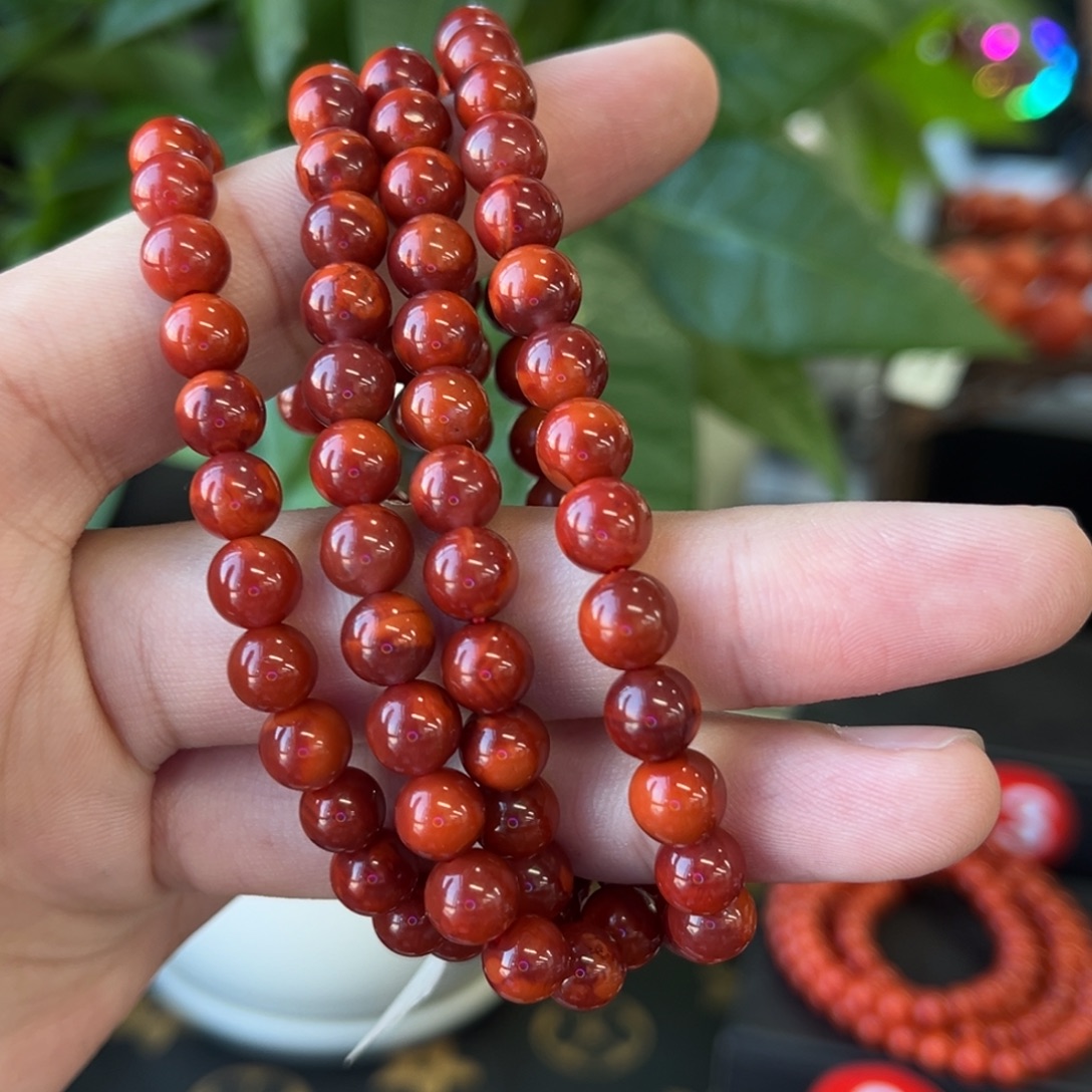 即***灰南红玛瑙未镶嵌手链川料瓦西双色多圈7+