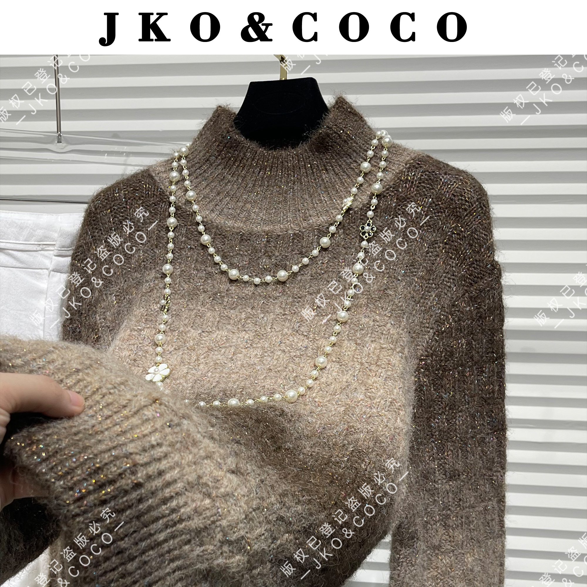 【驼色烟霞】加厚保暖系列进口水晶纱毛针织衫长袖