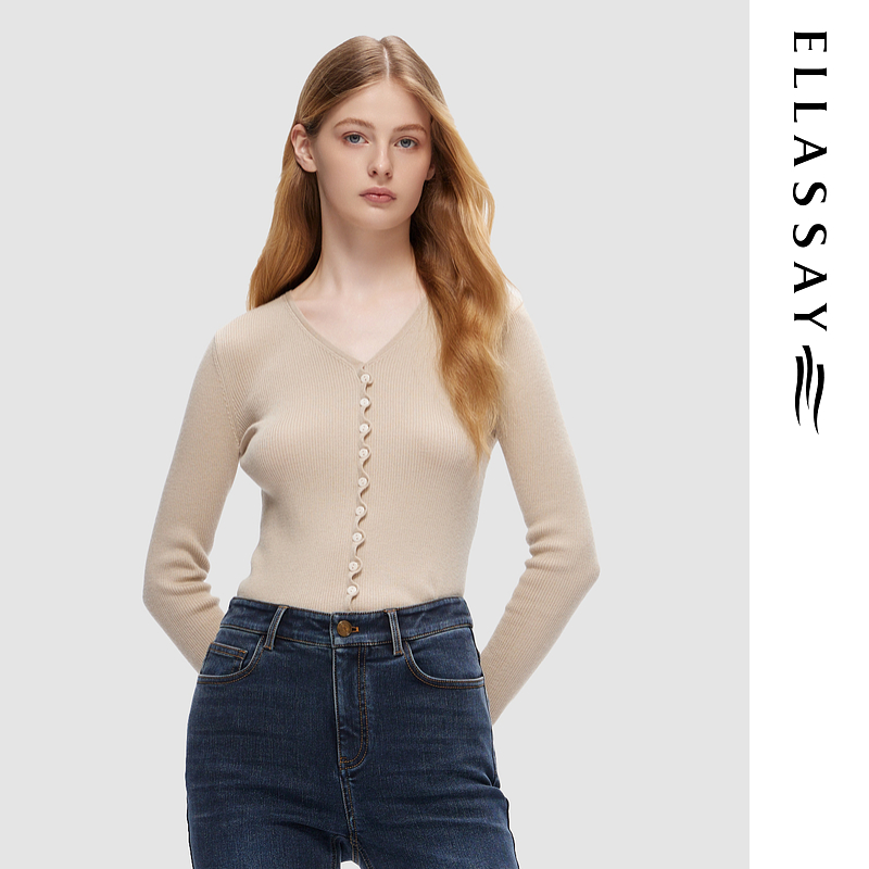 【晨粉专享】歌力思秋季毛针织衫女EWD353M01000