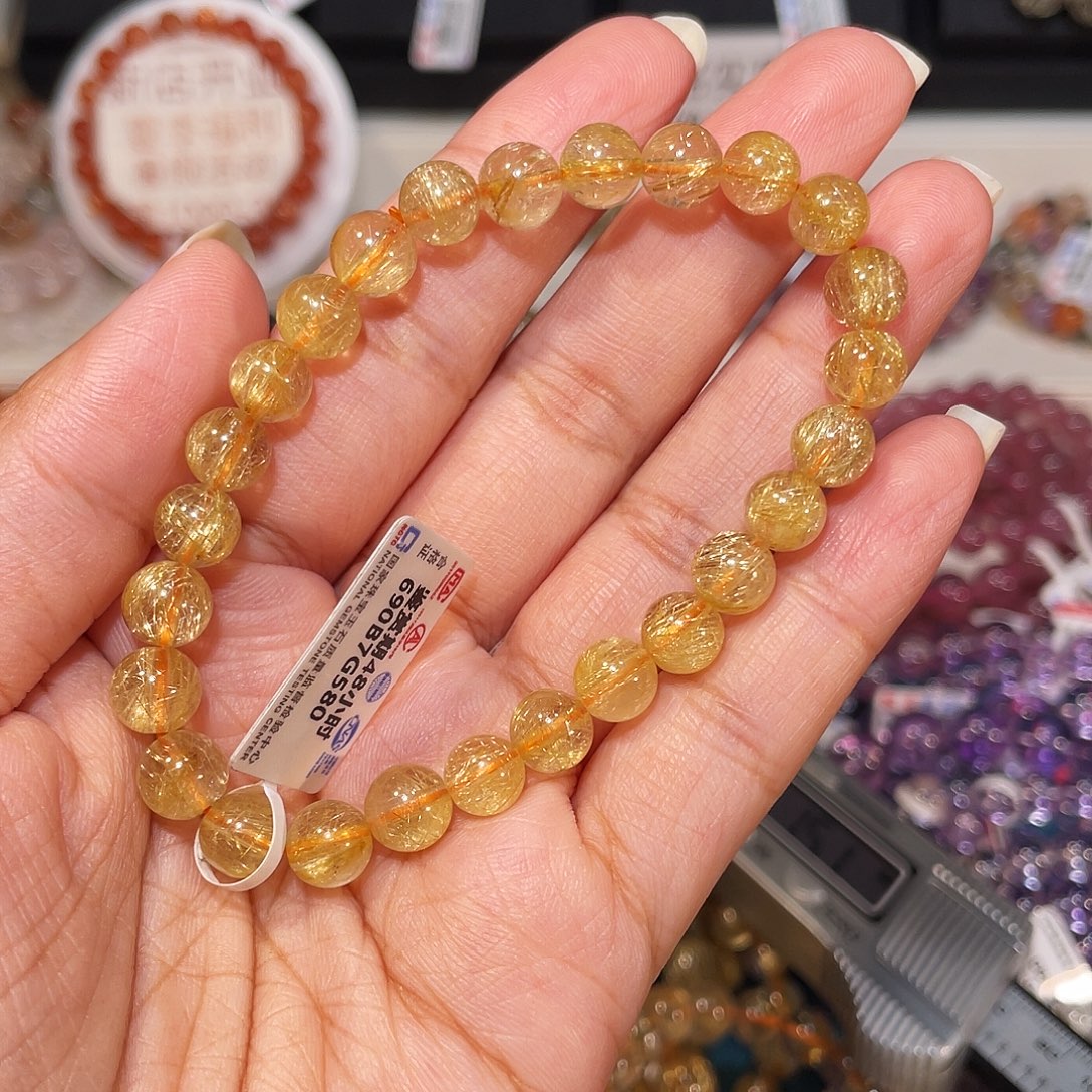 发晶手串未镶嵌金发7m