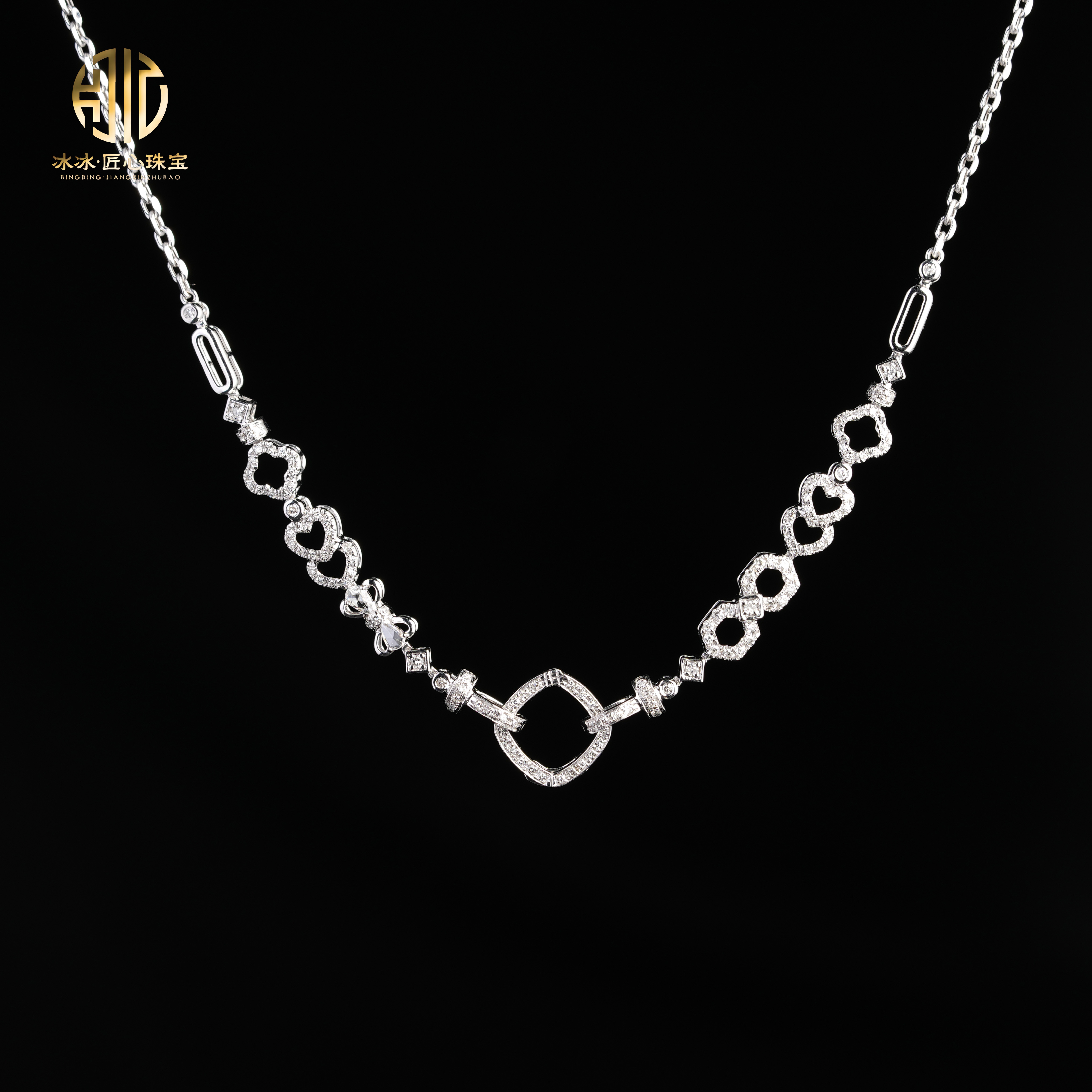 【冰冰匠心珠宝】七夕礼物-18k金钻石链-多样性一件发货-262