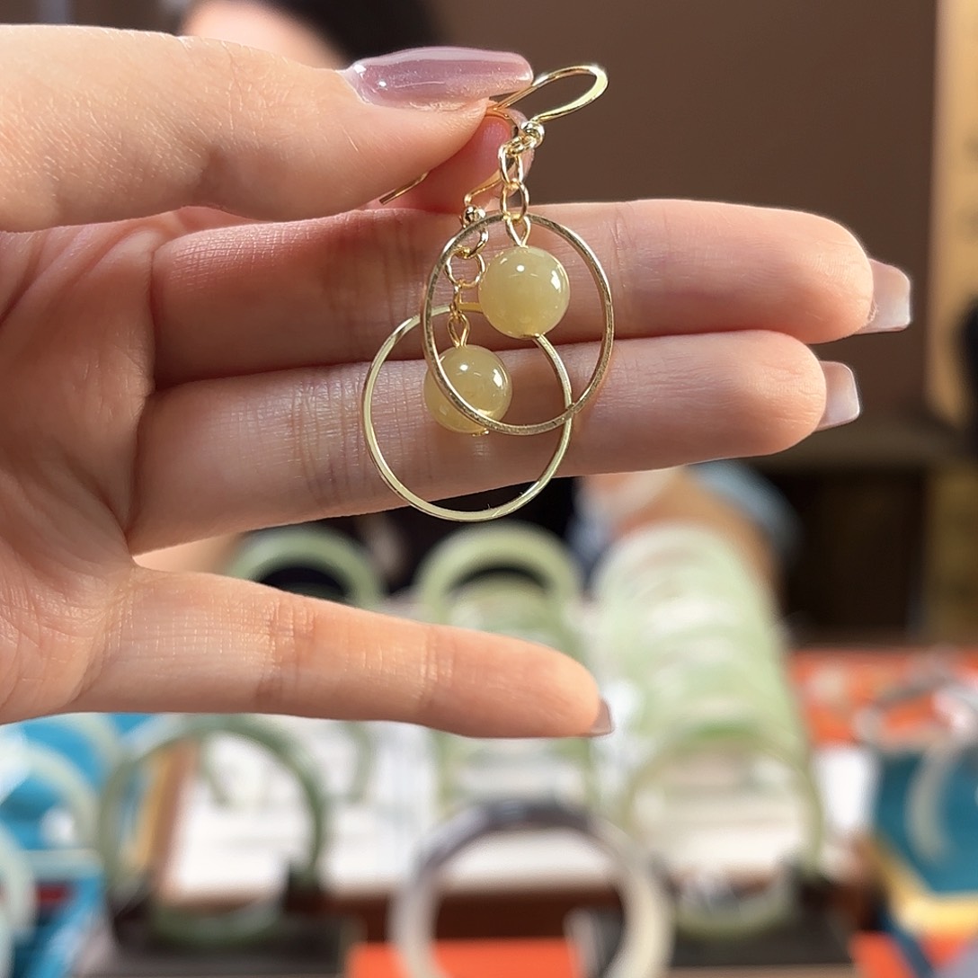 和田玉耳饰合金和田玉耳饰（多样性发一）