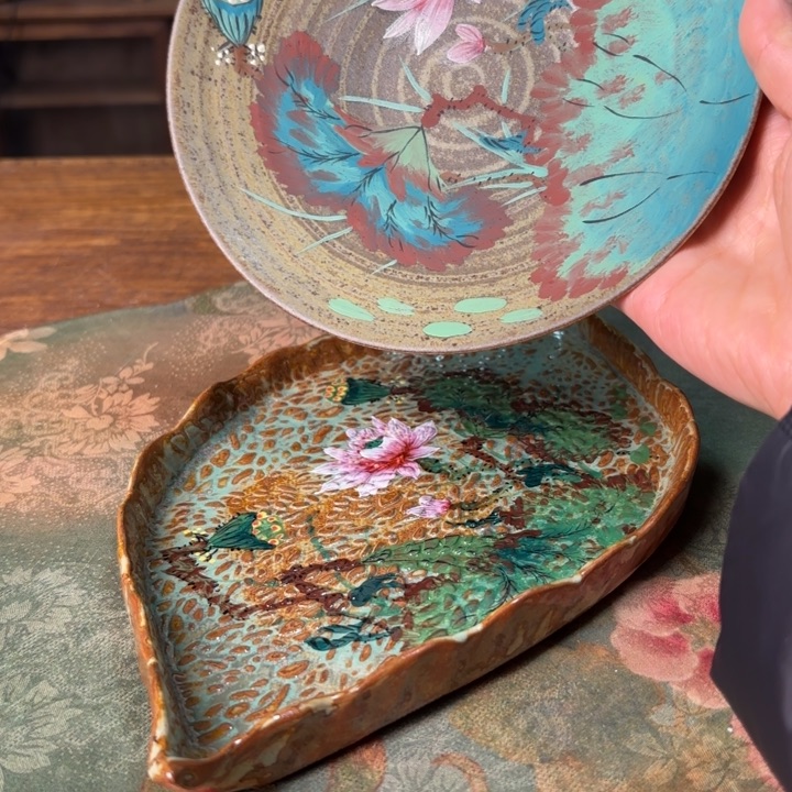 沐***柴烧纯手工手绘陶瓷