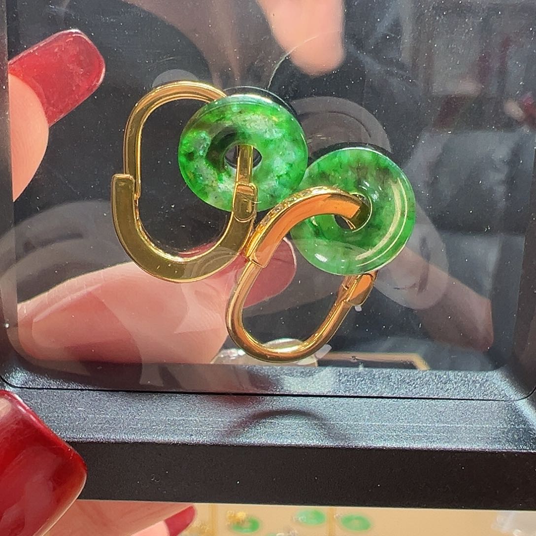 翡翠耳饰银S925镶嵌耳环