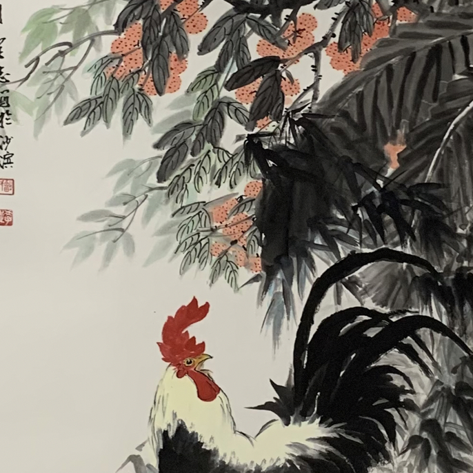 宣纸国画花鸟大吉大利画心尺寸6 9 X 1 4 0己托心